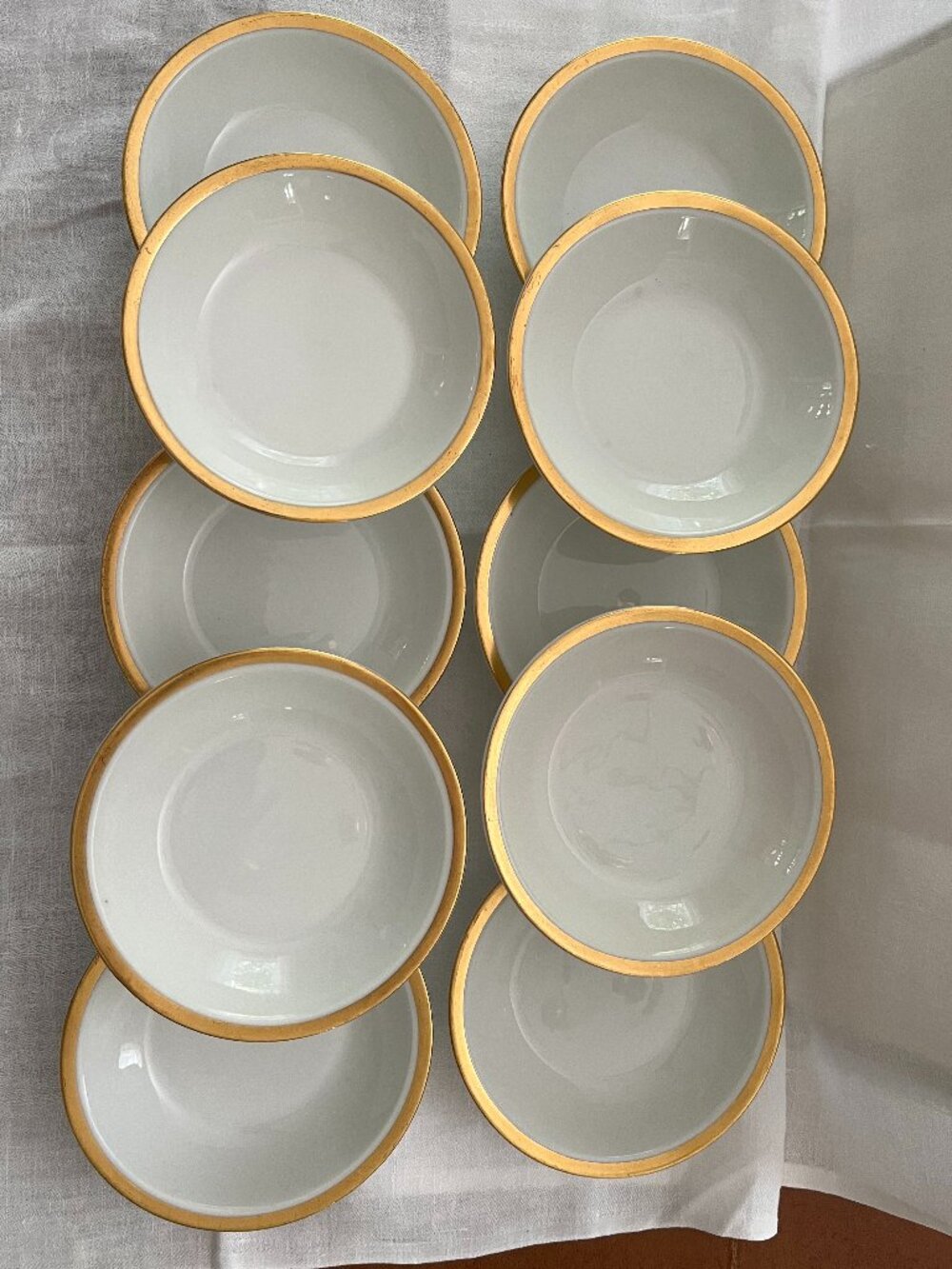 10 Dessert Bowls PMS Bavaria China in the "Chelsea" 18K Gold Pattern
